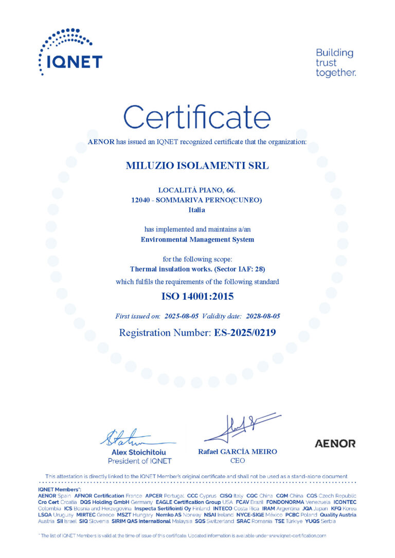 Certificato ISO 14001:2015